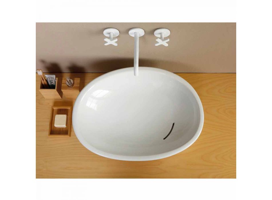 Vasque design en céramique inclinée fabriquée en Italie Glossy Viadurini