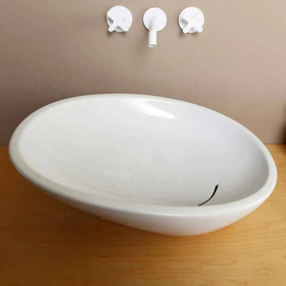 Vasque design en céramique inclinée fabriquée en Italie Glossy Viadurini