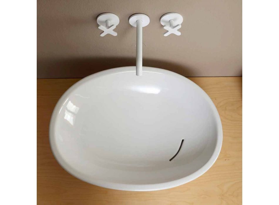 Vasque design en céramique inclinée fabriquée en Italie Glossy Viadurini