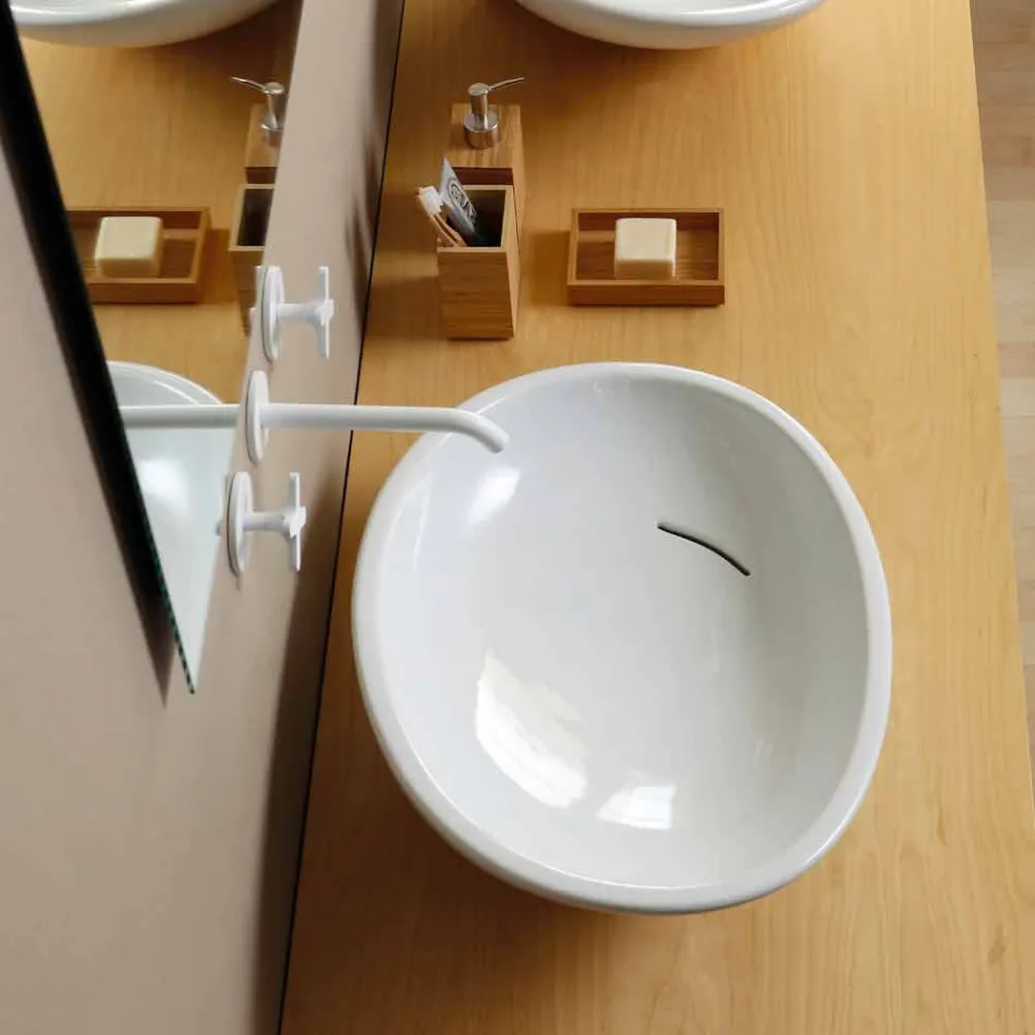 Vasque design en céramique inclinée fabriquée en Italie Glossy Viadurini