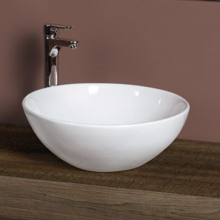 Lavabo ovale en céramique à poser, au design moderne - Papavero Viadurini