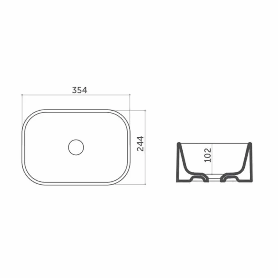 L35 cm Fabriqué en Italie Vasque à poser en céramique Leivi Viadurini