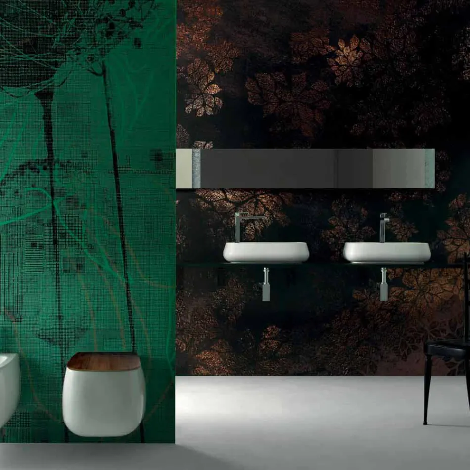 Lavabo à poser en céramique moderne L 60cm fabriqué en Italie, Gaiola Viadurini