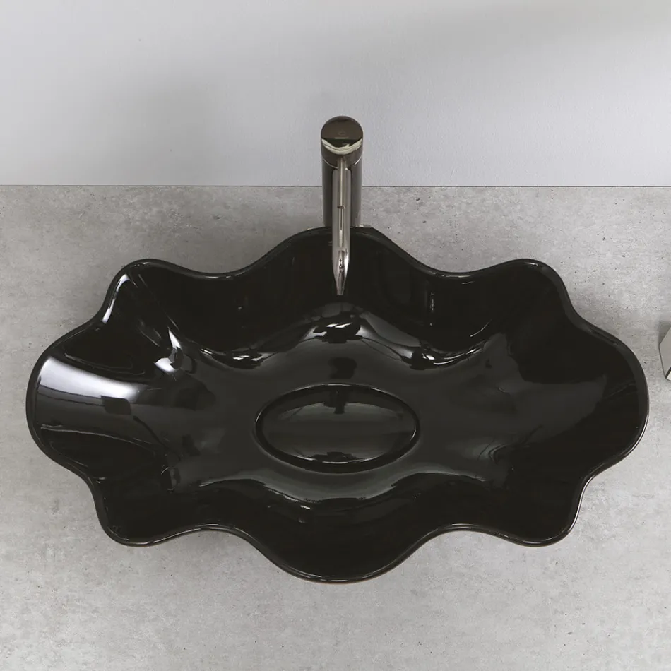 Lavabo à poser moderne en céramique brillante Made in Italy - Cube Viadurini