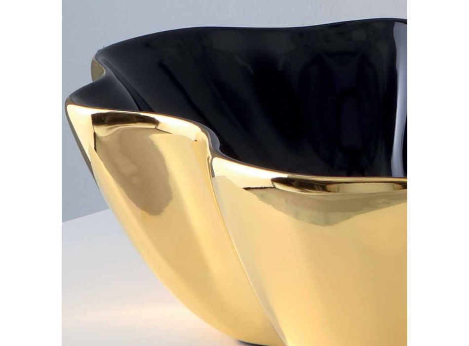 Lavabo à poser moderne en céramique noire et or fabriqué en Italie Cube Viadurini