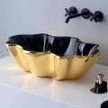Lavabo à poser en céramique dorée et noire made in Italy Cubo