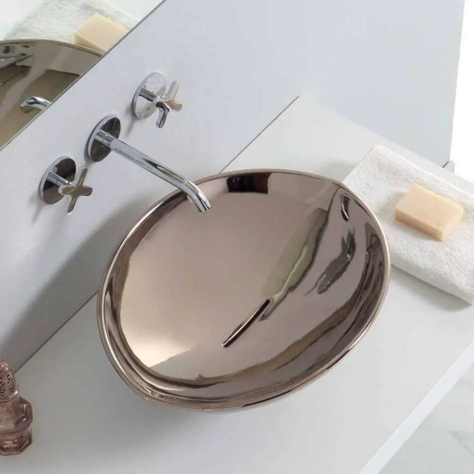 Lavabo à poser moderne en céramique fabriqué en Italie Viadurini