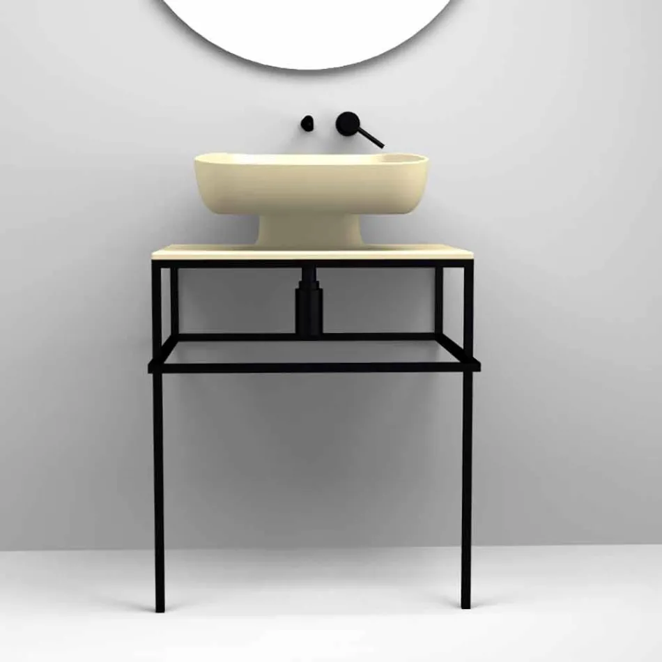 Lavabo à poser en céramique moderne fabriqué en Italie, Reale Viadurini
