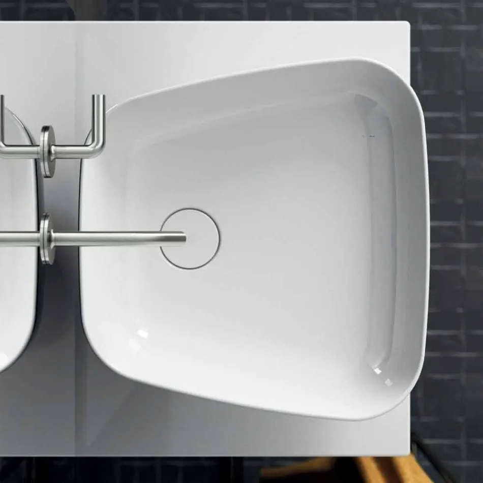 Lavabo à poser en céramique moderne fabriqué en Italie, Reale Viadurini