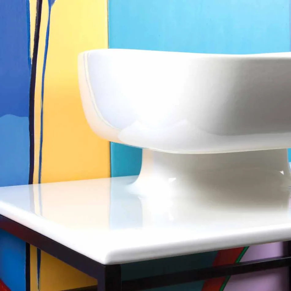 Lavabo à poser en céramique moderne fabriqué en Italie, Reale Viadurini