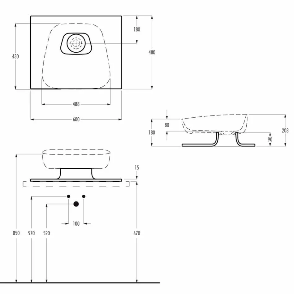 Lavabo à poser en céramique moderne fabriqué en Italie, Reale Viadurini