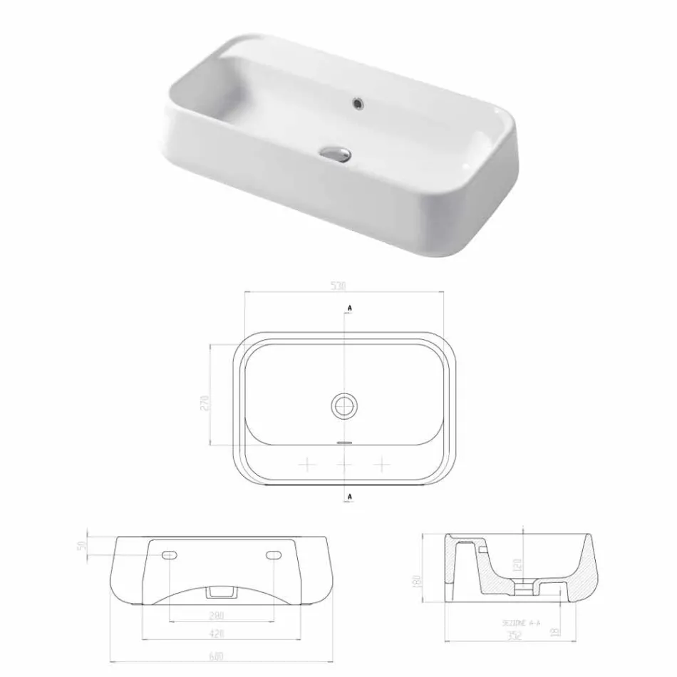 Lavabo à poser moderne en céramique colorée Oliena Viadurini