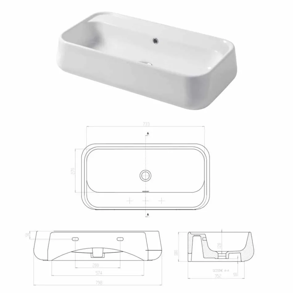 Lavabo à poser moderne en céramique colorée Oliena Viadurini