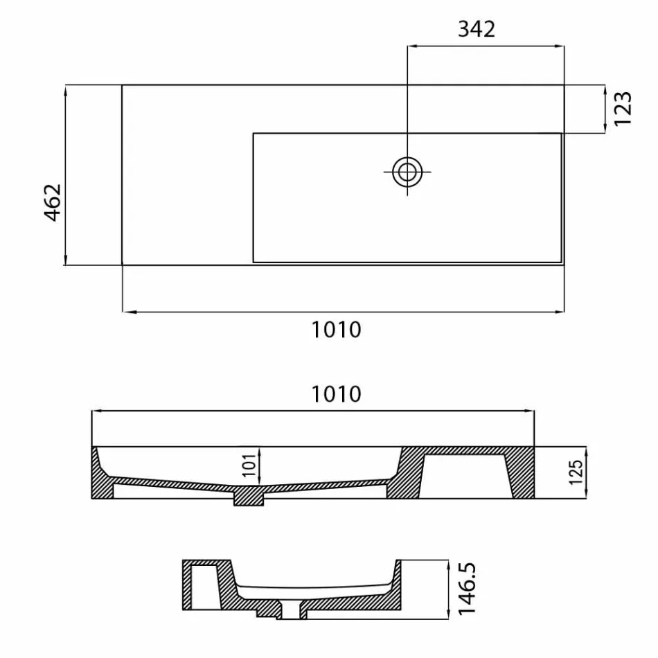 Vasque à poser ou à poser monotrou droite en céramique Leivi Viadurini