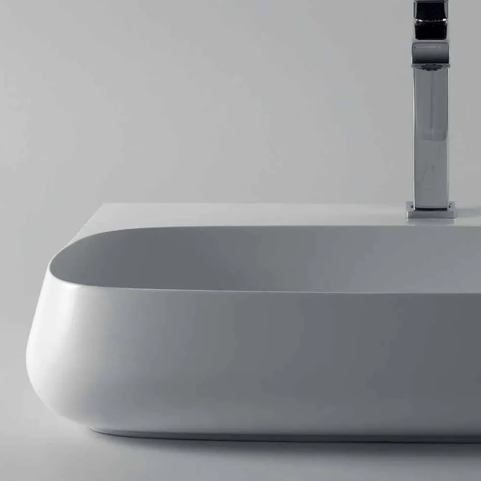 Lavabo à poser ou suspendu en céramique L 75 cm made in Italy, Gais Viadurini