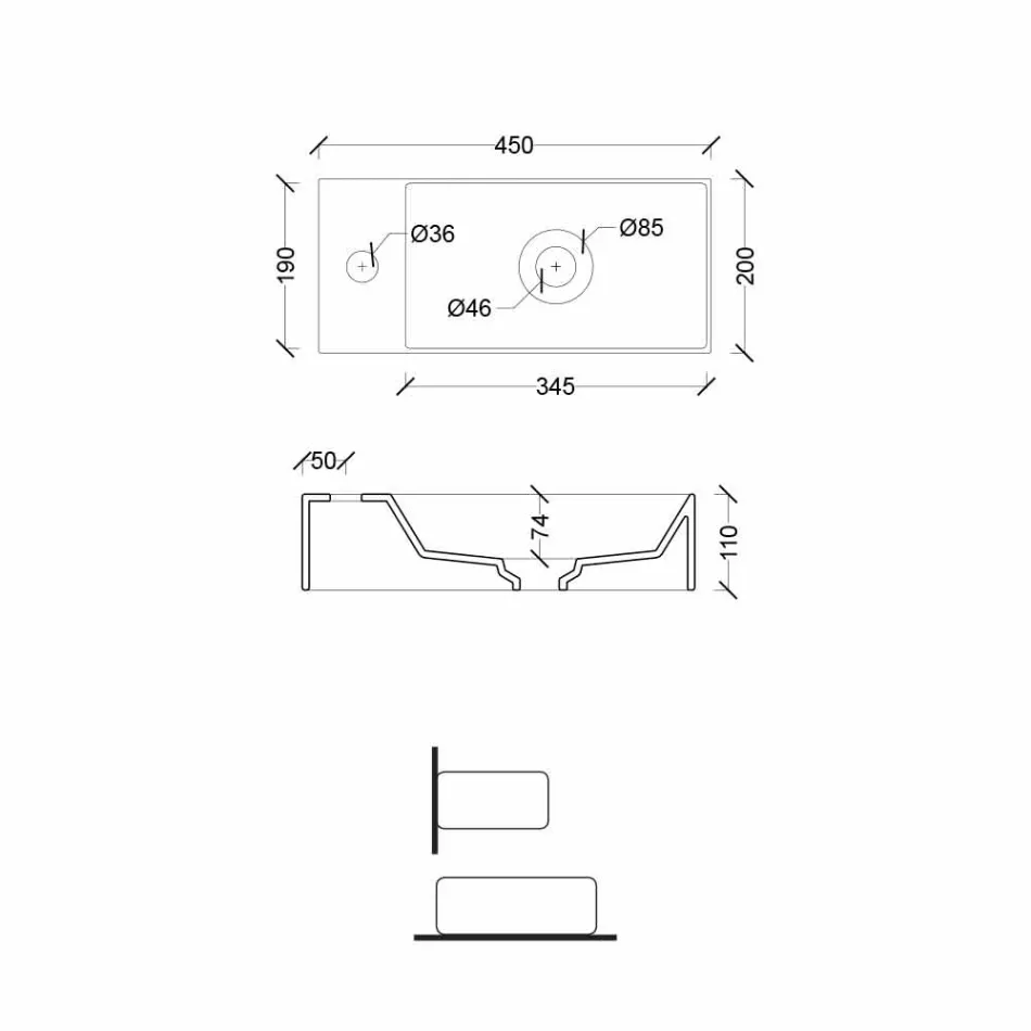 Lavabo à poser en céramique rectangulaire fabriqué en Italie - Loi Viadurini