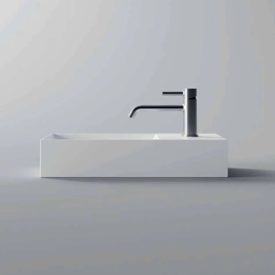 Lavabo à poser en céramique rectangulaire fabriqué en Italie - Loi Viadurini