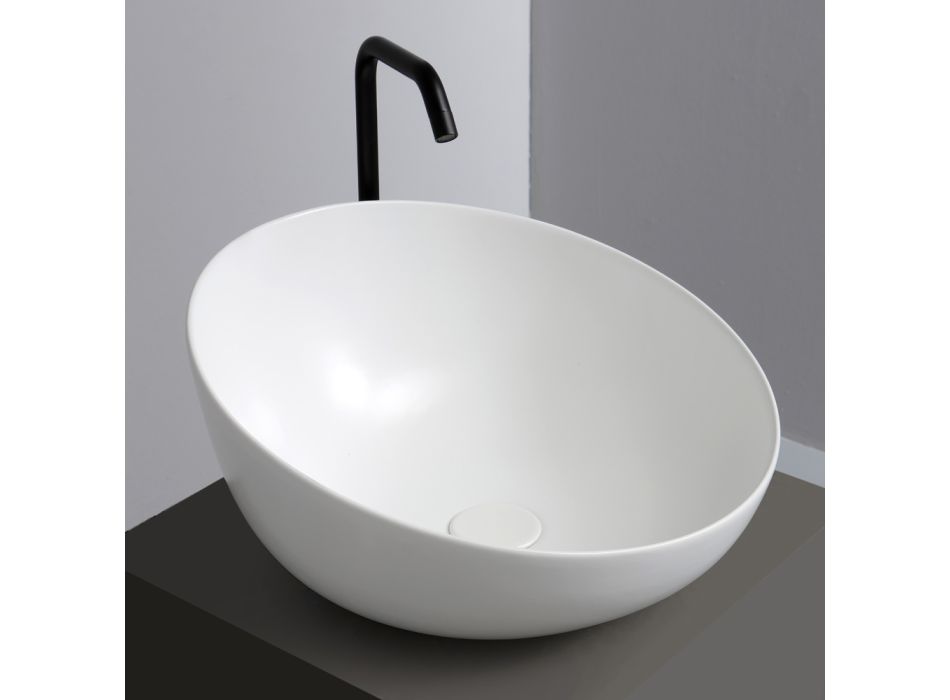 Vasque à poser oblique design en céramique Made in Italy - Domenico Viadurini