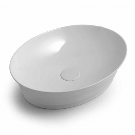 Vasque à poser ovale en céramique design moderne Made in Italy - Zarro Viadurini