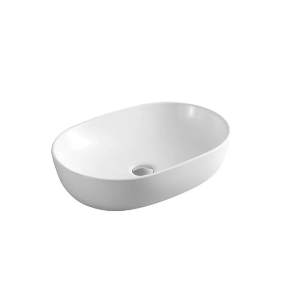 Vasque ovale à poser en céramique blanche au design moderne - Papavero Viadurini