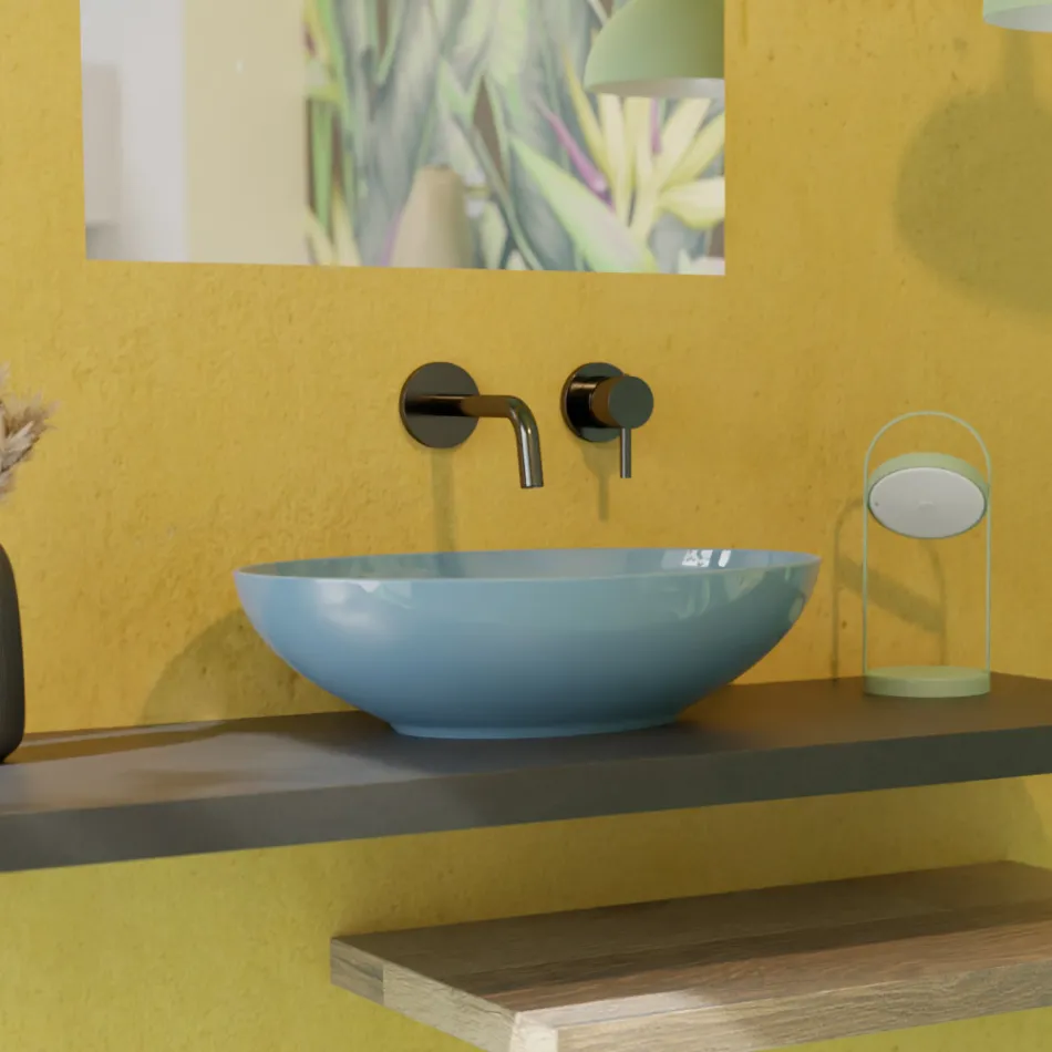 Vasque à poser ovale en céramique brillante L 50 cm Made in Italy - Ferry Viadurini