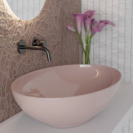 Vasque à poser ovale en céramique brillante L 50 cm Made in Italy - Ferry Viadurini