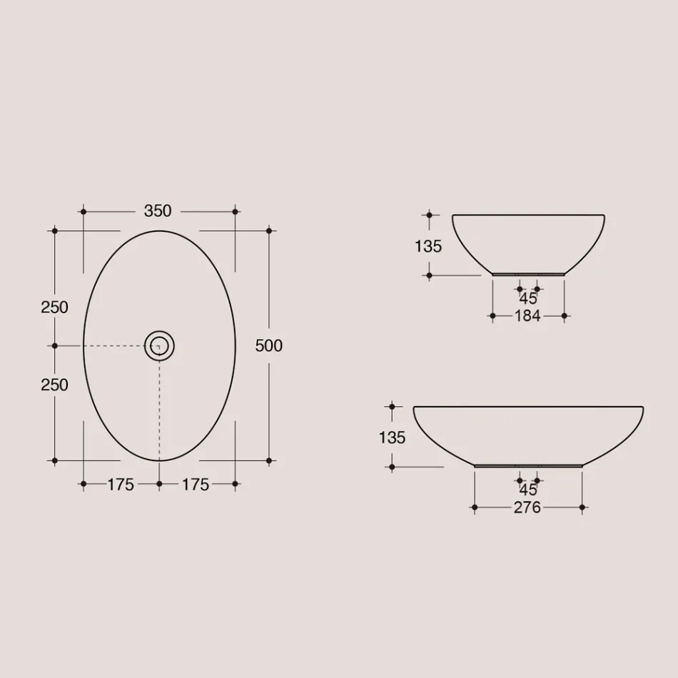 Lavabo à poser ovale en céramique brillante Made in Italy - Ferry Viadurini