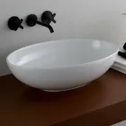 Lavabo à poser ovale en céramique brillante Made in Italy - Ferry Viadurini