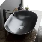 Lavabo à poser ovale en céramique mate Made in Italy - Nelly Viadurini