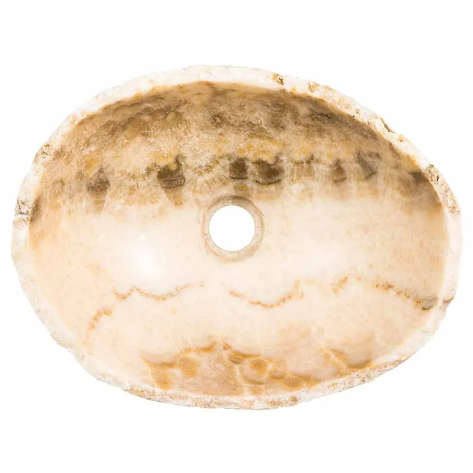 Lavabo à poser fait main en pierre d'onyx - Barolo Viadurini