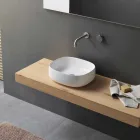 Lavabo à poser en céramique blanche design ovale moderne - Tune3 Viadurini