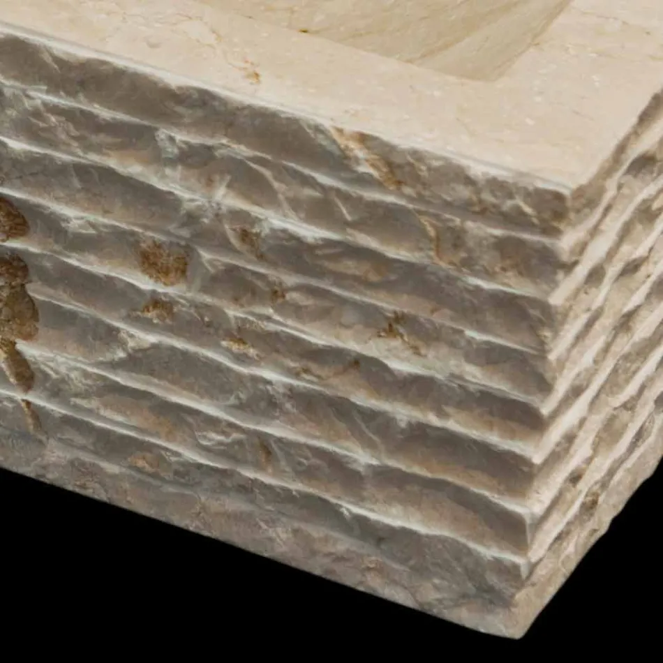 Lavabo morceau de pierre naturelle Hydro Blanc Viadurini