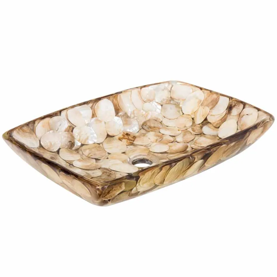 Lavabo seule pièce en résine artificielle Inez, faite main Viadurini