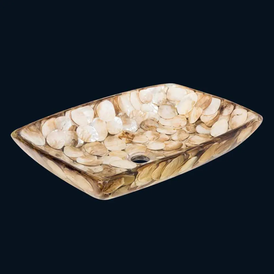 Lavabo seule pièce en résine artificielle Inez, faite main Viadurini