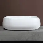 Vasque à poser carrée en céramique blanche au design moderne - Papavero Viadurini
