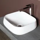 Vasque à poser carrée en céramique blanche au design moderne - Papavero Viadurini