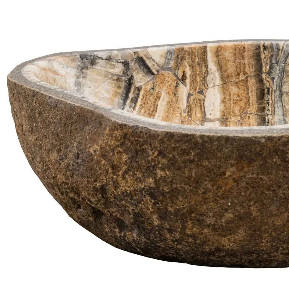 Lavabo à poser fait main en pierre de rivière, Palata Viadurini