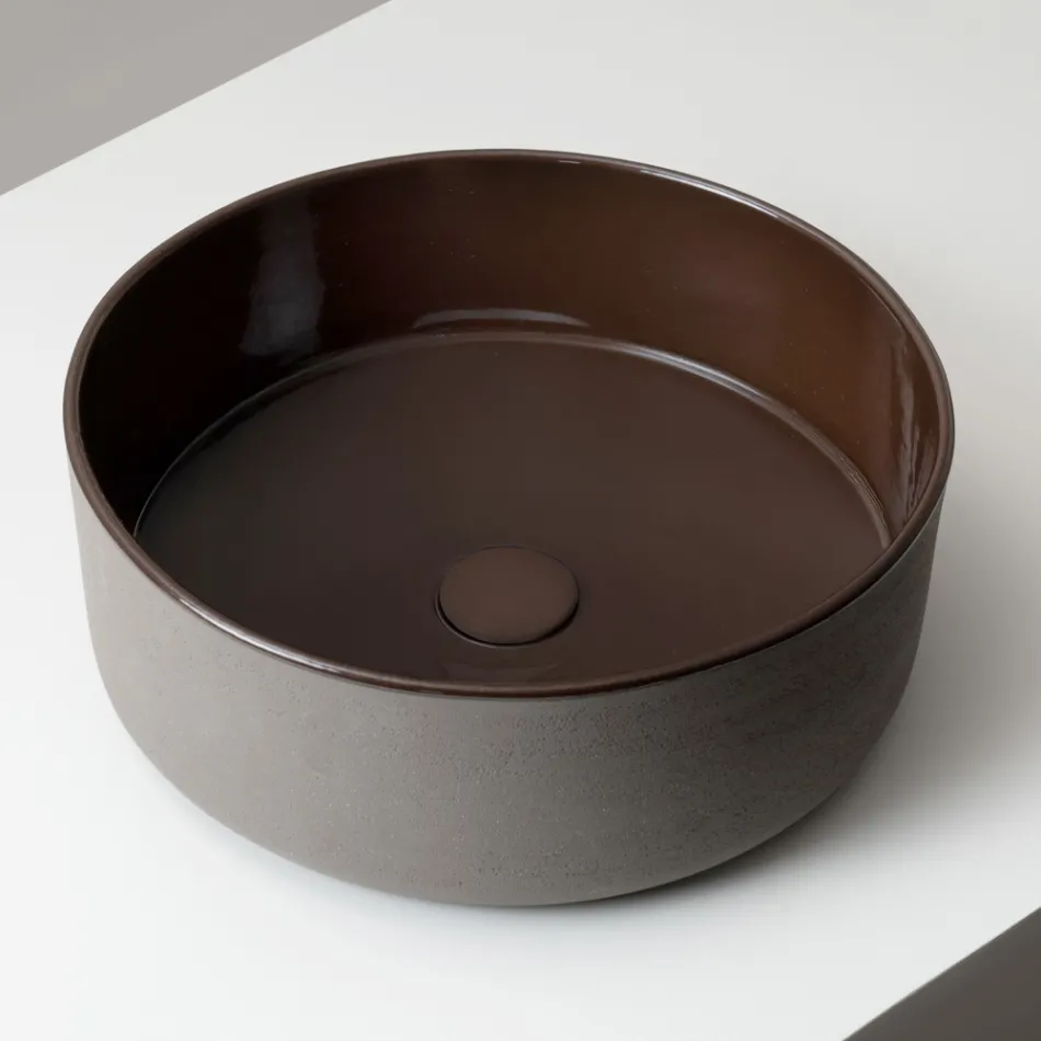 Vasque à poser en terre naturelle, disponible en différentes finitions - Balance Viadurini