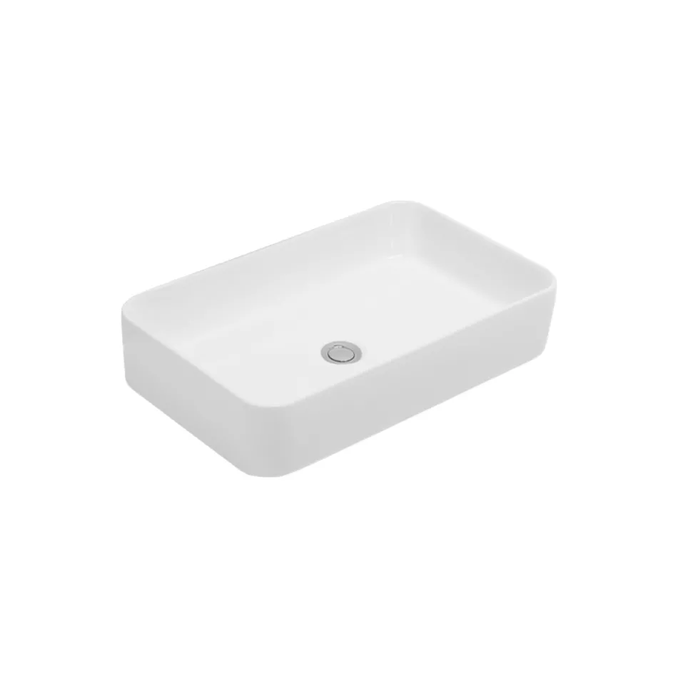 Vasque à poser rectangulaire en céramique Aster au design moderne Viadurini