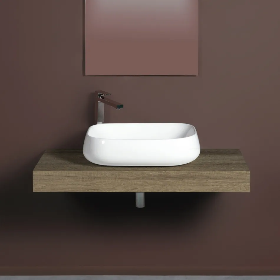 Vasque rectangulaire à poser en céramique au design moderne - Papavero Viadurini