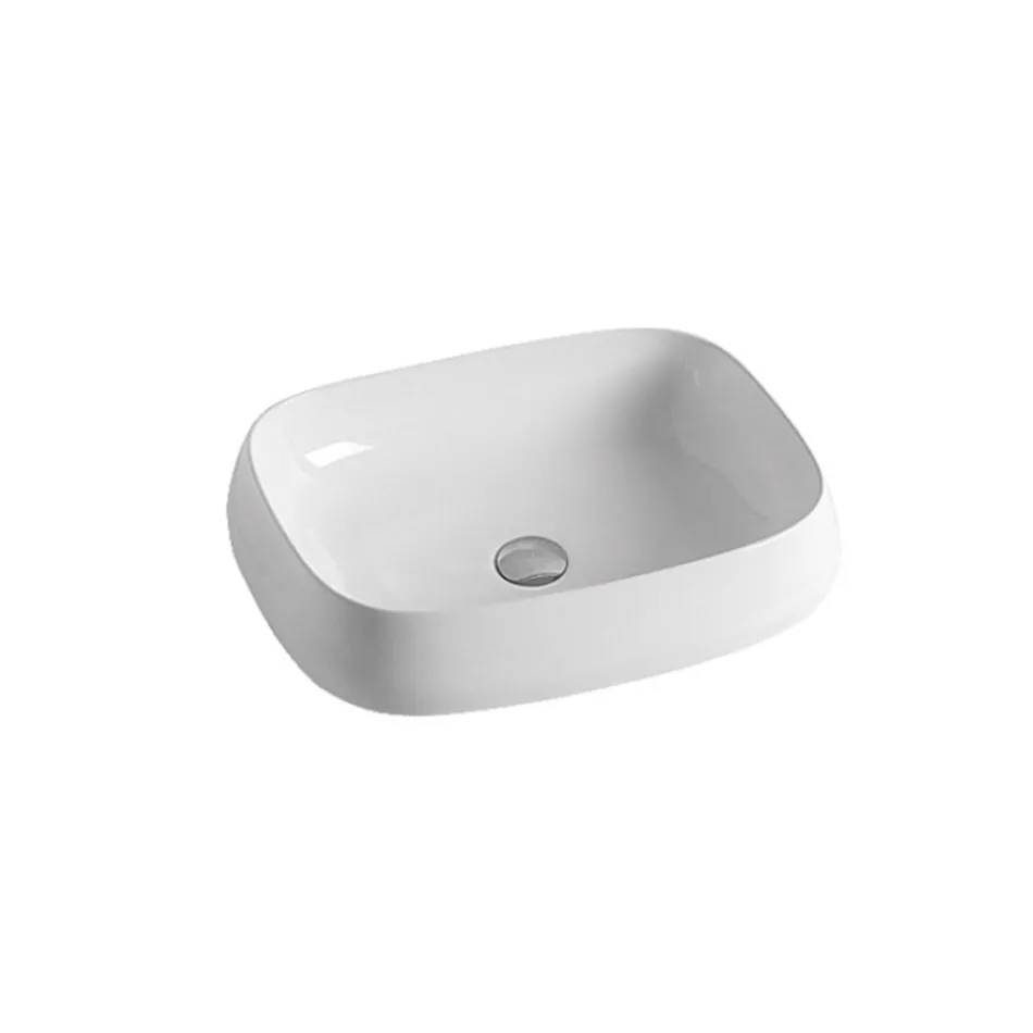 Vasque rectangulaire à poser en céramique au design moderne - Papavero Viadurini