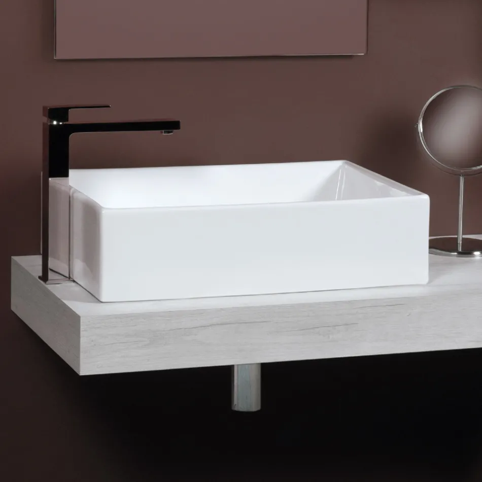Vasque rectangulaire à poser en céramique au design moderne - Papavero Viadurini