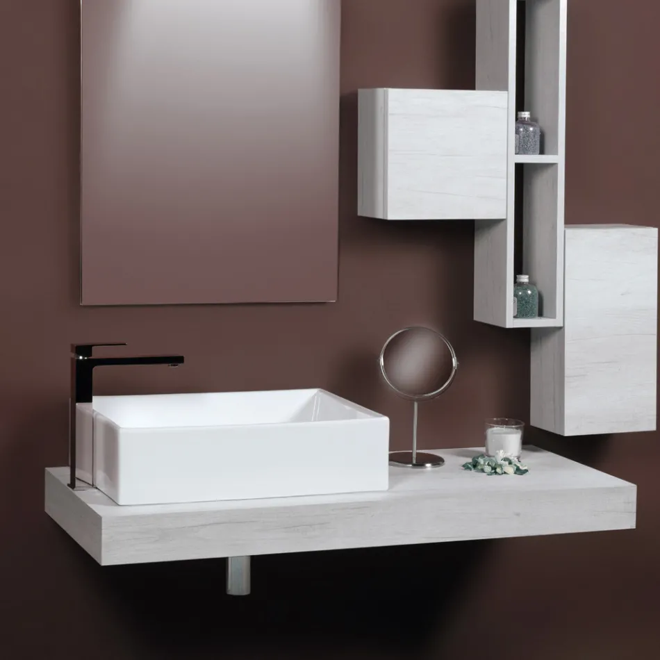 Vasque rectangulaire à poser en céramique au design moderne - Papavero Viadurini
