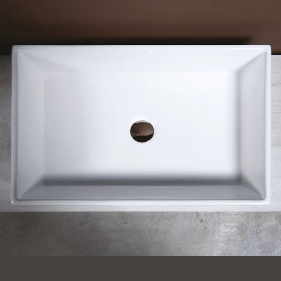 Vasque rectangulaire à poser en céramique au design moderne - Papavero Viadurini