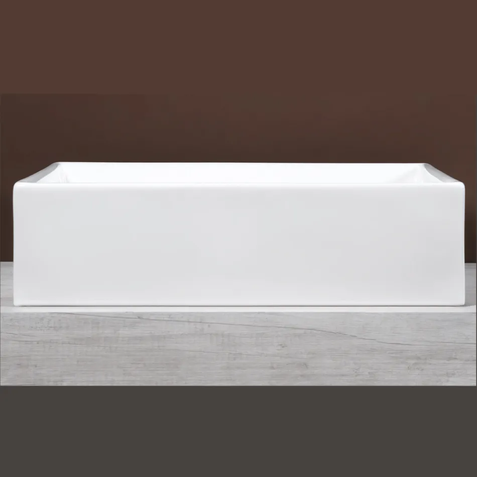 Vasque rectangulaire à poser en céramique au design moderne - Papavero Viadurini