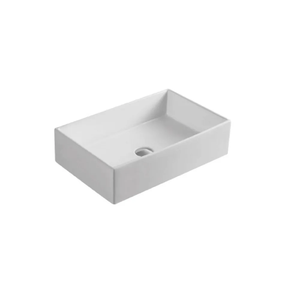 Vasque rectangulaire à poser en céramique au design moderne - Papavero Viadurini