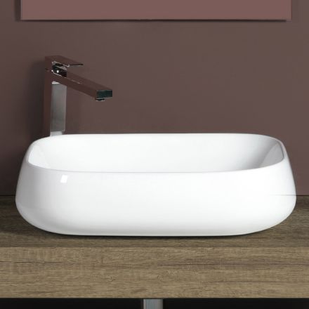 Vasque rectangulaire à poser en céramique au design moderne - Papavero Viadurini