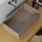 Lavabo à poser rectangulaire en céramique mate Made in Italy - Debora Viadurini