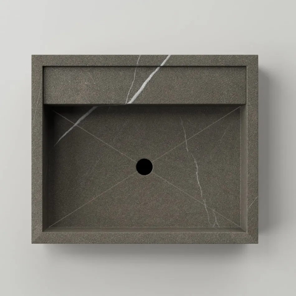 Lavabo à poser rectangulaire en grès cérame Made in Italy - Cervia Viadurini