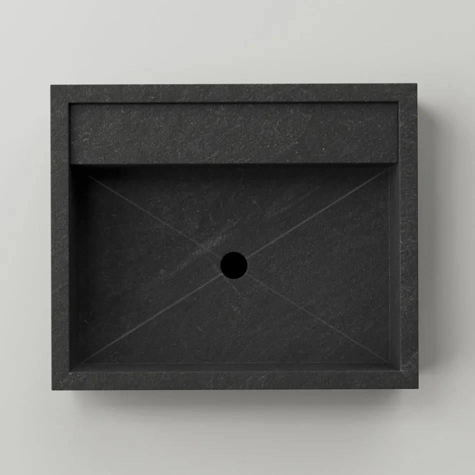 Lavabo à poser rectangulaire en grès cérame Made in Italy - Cervia Viadurini